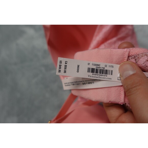 Victoria's Secret 38DDD Pink Hope Pretty Petals Embroidery Push Up Bra NWT - Picture 7 of 7